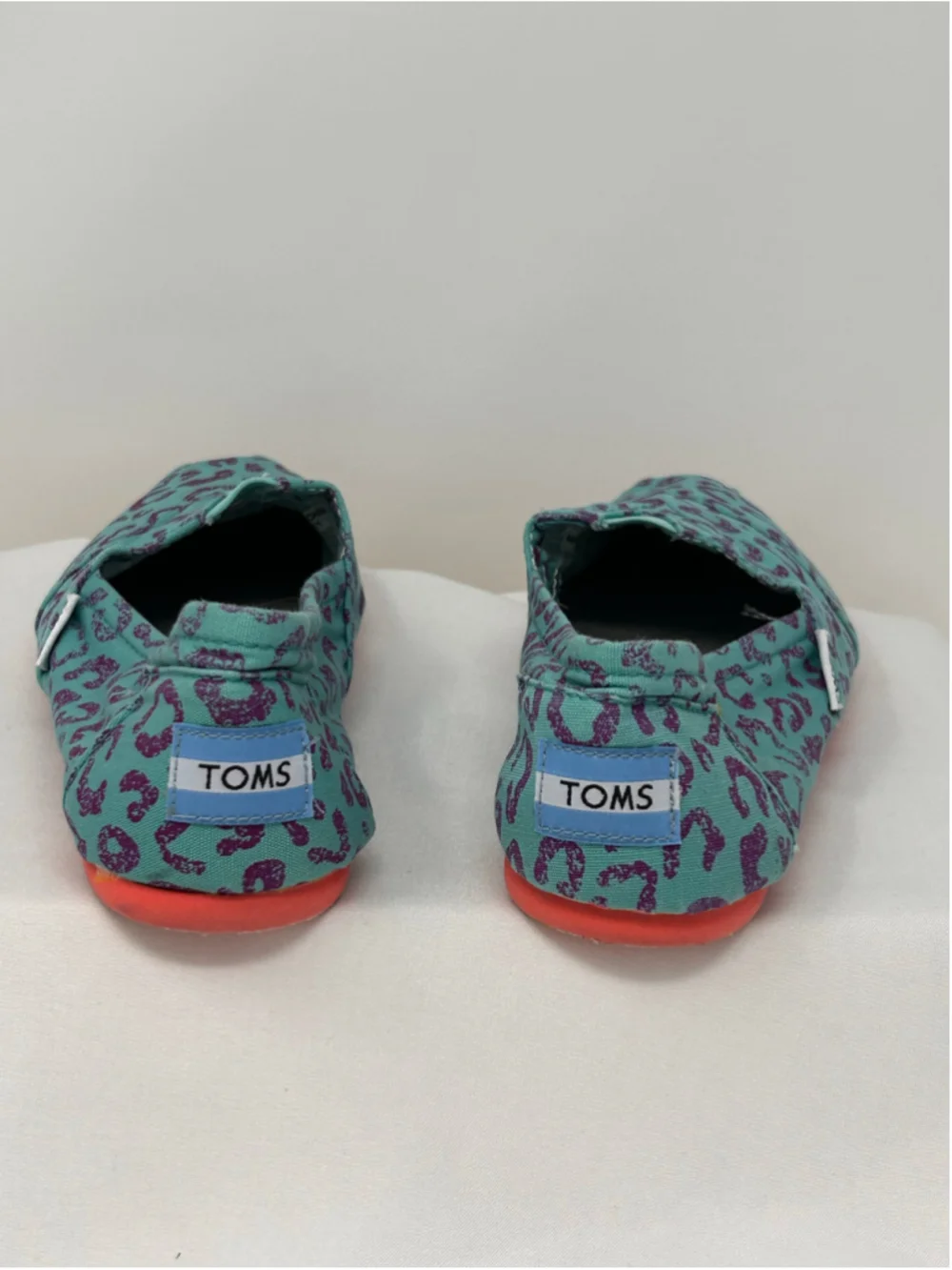 TOMS Teal Purple Leopard Print Alpargata Slip-On Flats Size 7